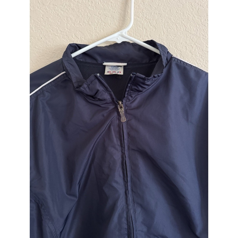 Vintage Reebok Windbreaker Jacket Men Large Navy Blue Mesh Lined Water Resistant - Picture 2 of 13
